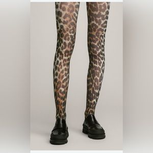 NIB- Ganni LEOPARD printed tights/ stockings  - S & M